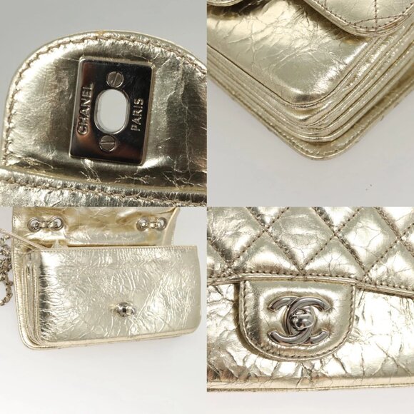 CHANEL Matelasse Chain Shoulder Bag Leather Gold Tone CC Auth 118280V - Picture 14 of 14